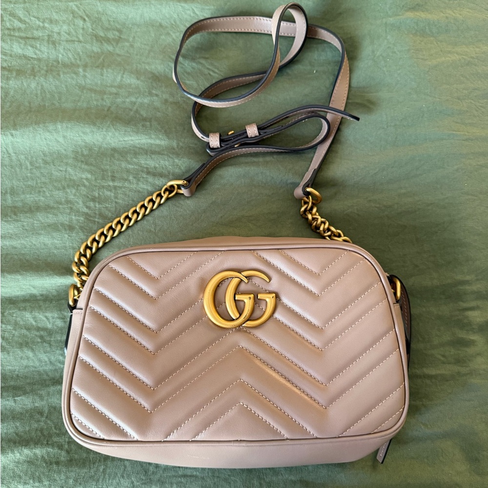 Gucci Taupe Chevron Crossbody Bag